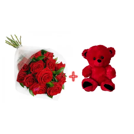 Combo rose et peluche