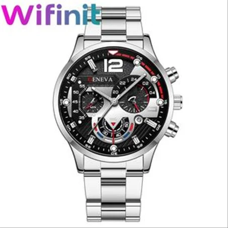 WIFINIT Montre en quartz étanche de luxe pour hommes en diamant - Argent