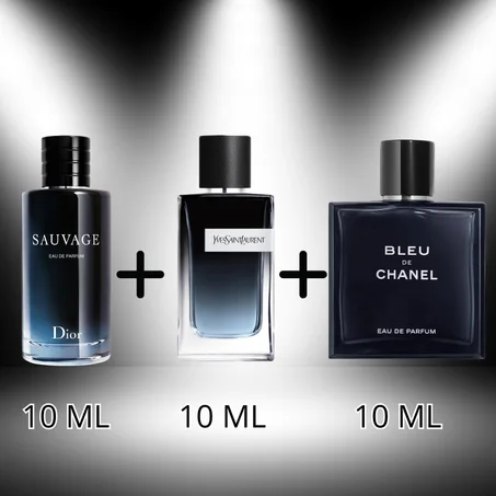 SAUVAGE EAU DE PARFUM 10ML + Y EAU DE PARFUM 10ML + BLEU DE CHANEL EAU DE PARFUM 10ML