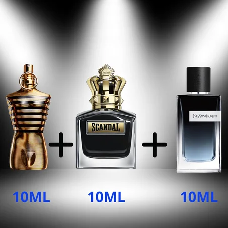 LE MALE ELIXIR 10ML + SCANDALE LE PARFUM 10ML + Y EAU DE PARFUM 10ML