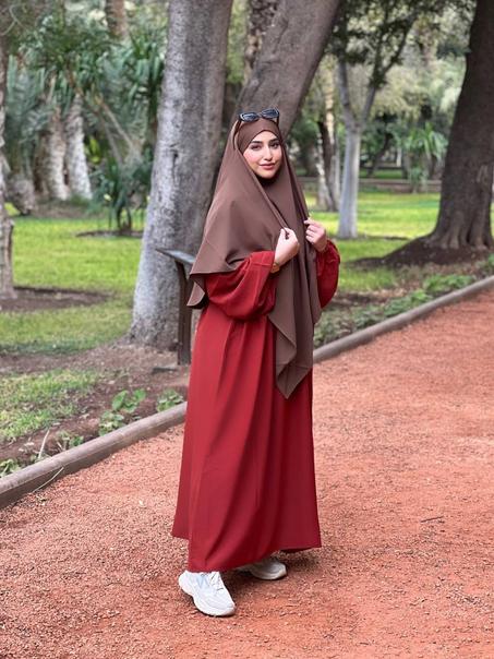 عباءة  خمار طويل توب كريب روزا الممتاز