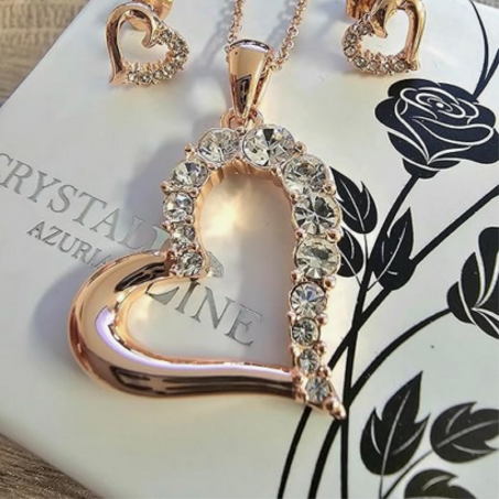 Fashion Heart & Necklace Gold