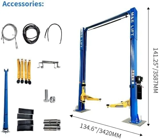 ME-LM110S Two Post Lift/2 Post Lift Auto Lift 220V Car Lift with 11000Lbs Lifting Cpacity Shop Equipment