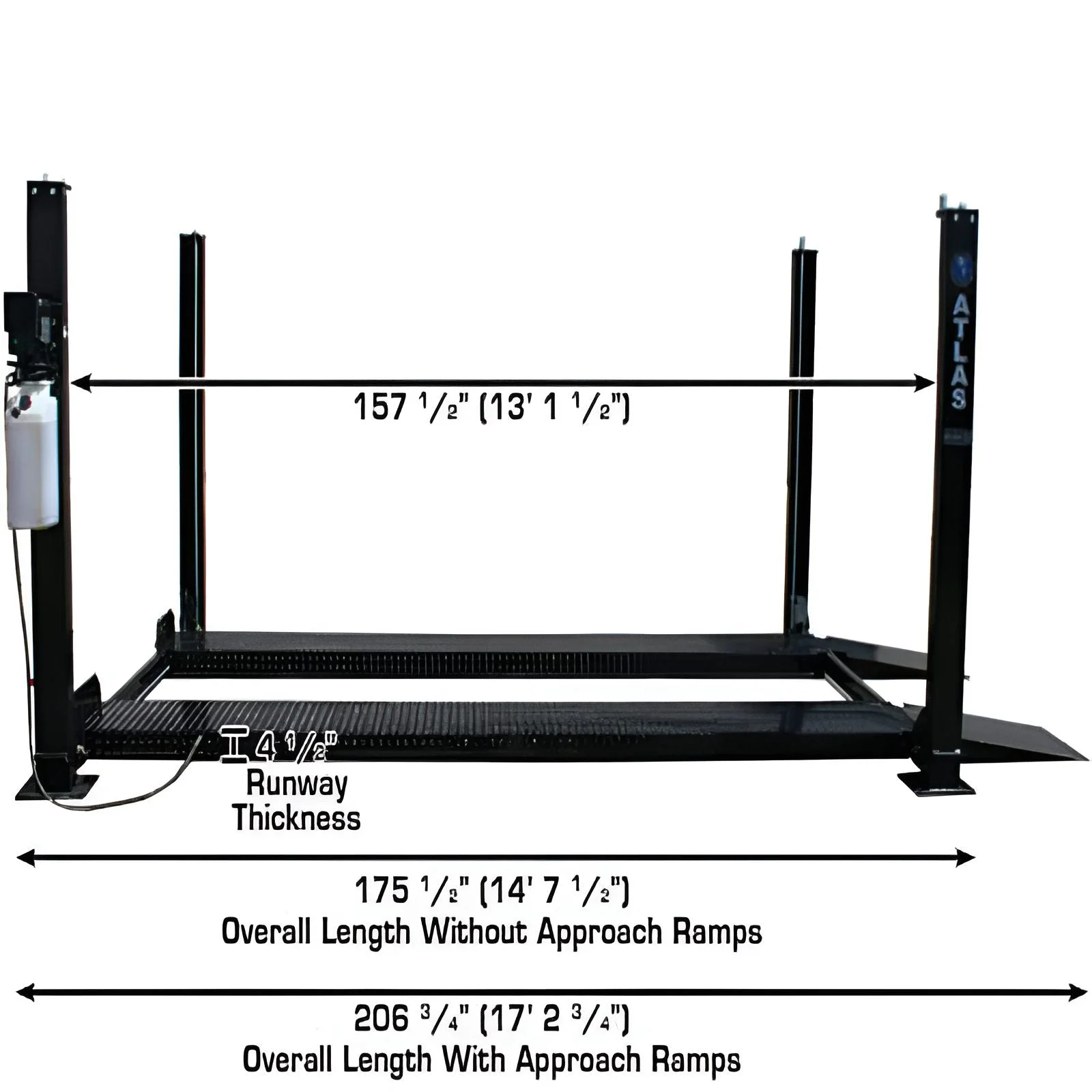 Atlas Garage Pro8000 8,000 lb. 4-Post Vehicle Storage Lift – Portable Storage Series – Factory-Direct Savings