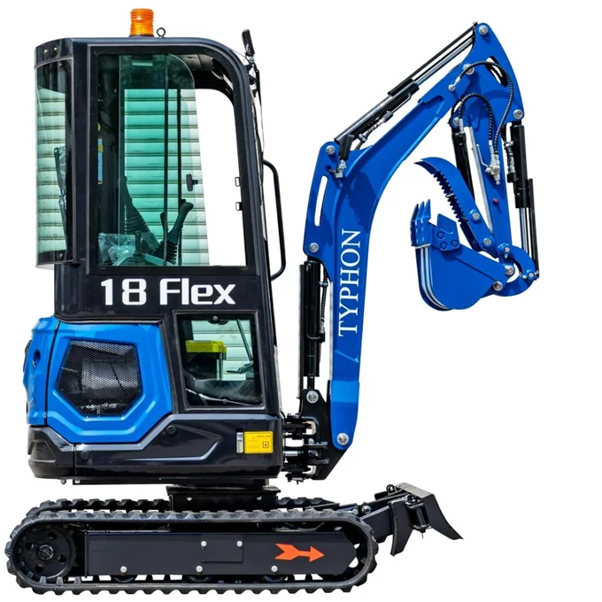 2025 TYPHON 18 FLEX PRO 1.8 Ton Mini Excavator – Powered by Kubota D722 Diesel Engine | EPA Certified