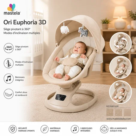 Balancelles Mastela 3 en 1 ORI EUPHORIA 3D Beige