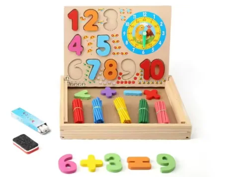Kit Éducatif Multifonction – Tableau Ardoise, Chiffres, Calcul & Horloge