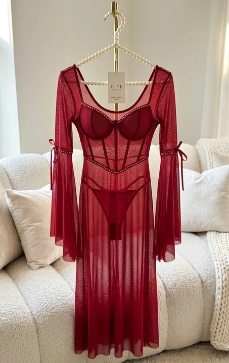 Robe Longue de Lingerie en Tulle – Élégance & Séduction pour femme taille M