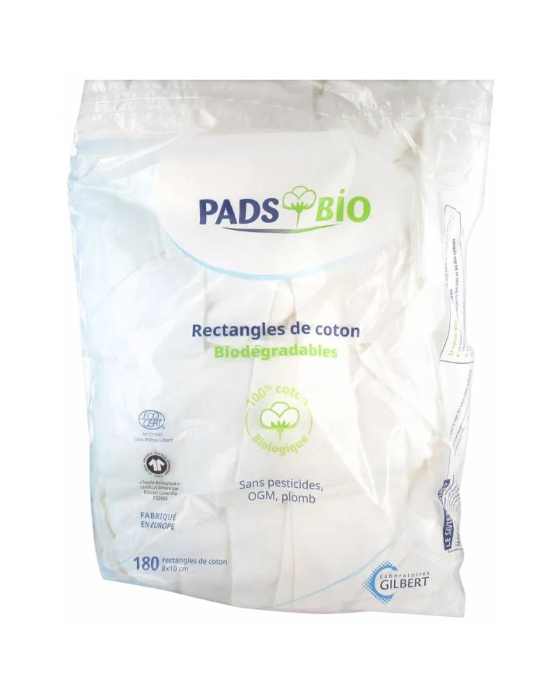 Gilbert Coton Pads Bio Sachet de 180 Rectangles
