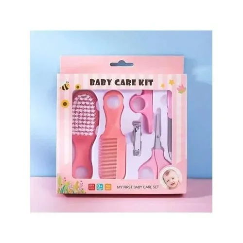 kit de soin bébé, kit de soin pour bébé : coupe-ongles ciseaux brosse à cheveux ROSE