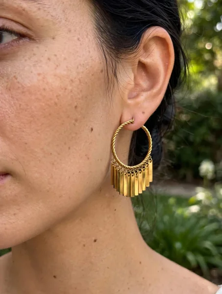 Boucles dorées pendantes Fringe pour femme