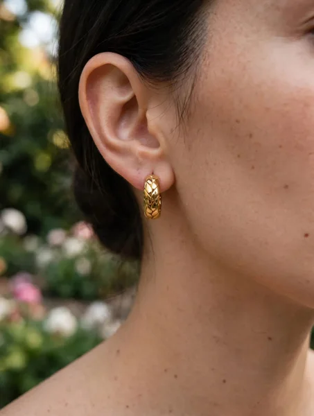 Boucles d'Oreilles Créoles Tressées – Acier Inoxydable Doré