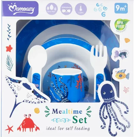 Set de vaisselle pour enfants – Thème marin (Momeasy)
