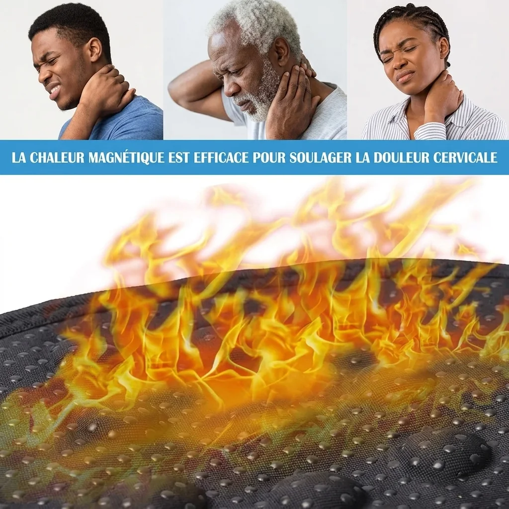 🔥CEINTURE MAGNETIQUE AUTO- CHAUFFANTE Anti-Douleurs Cervicales - Soulagement Rapide en 15 Minutes