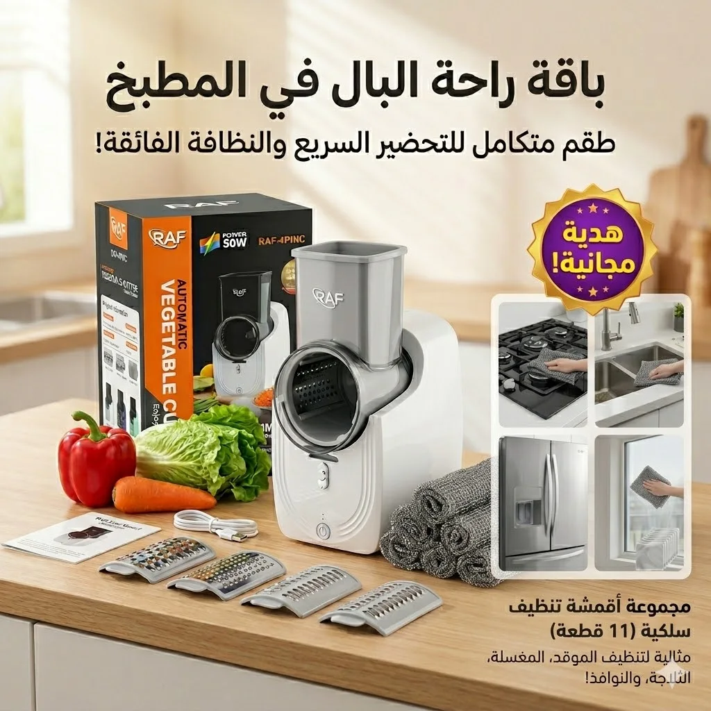 عرض قطاعة كهربائية بضمان عامين سهلة الشحن الأكبر حجماً بضمان عامين (هديه قماش تنظيف الصحون بديل السلك 11 قطعة)