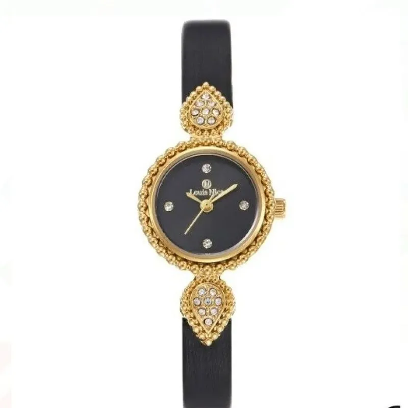 ساعة جلد أنيقة باللون الأسود