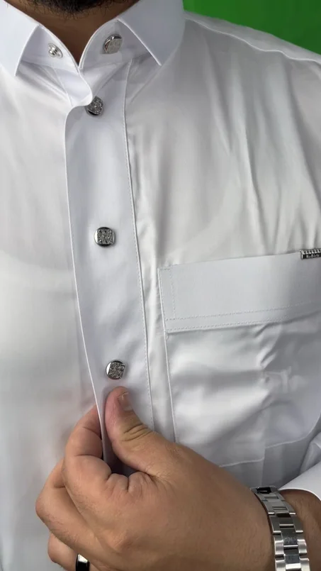 قميص روعة  الصفى الفاخر -قماش أبيض ثلجي فخم