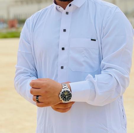 قميص الأناقة  الفاخر -قماش أبيض فخم