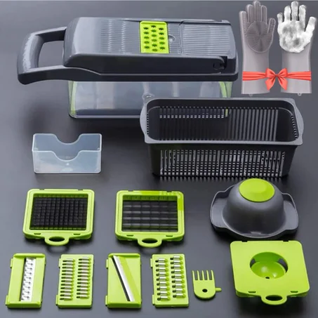 قطاعة خضروات وفواكه متعددة الوظائف + قفازات غسل الصحون