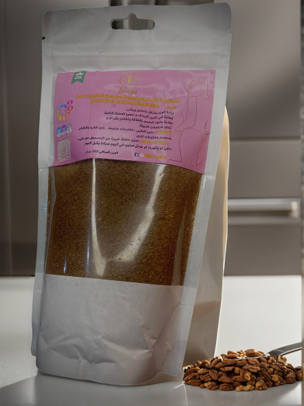 بودره مع كريمة مسمنه ببذور الاكبي