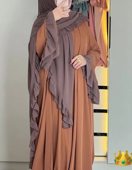 للمحجبات موديل راقي جودة ممتازة  عباية و خمار بالألوان جميلة