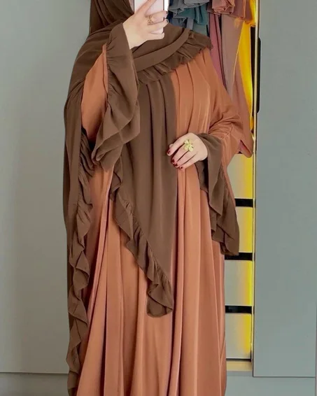 للمحجبات موديل راقي جودة ممتازة  عباية و خمار بالألوان جميلة
