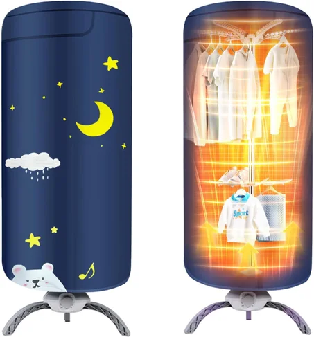 مجفف ملابس محمول - سعة كبيرة مطورة للعائلات والشقق والسفر والمركبات الترفيهية، الة تجفيف سريعة 900 واط للملابس والاحذية سريعة وسهلة الاستخدام وقابلة للطي