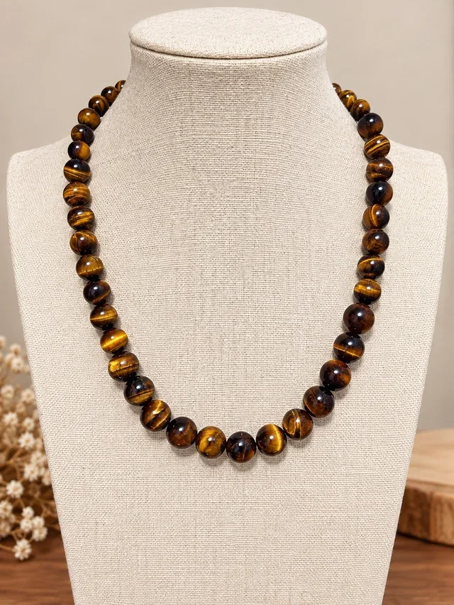 Collar Premium de Ojo de Tigre Natural | Elegancia, Energía y Protección