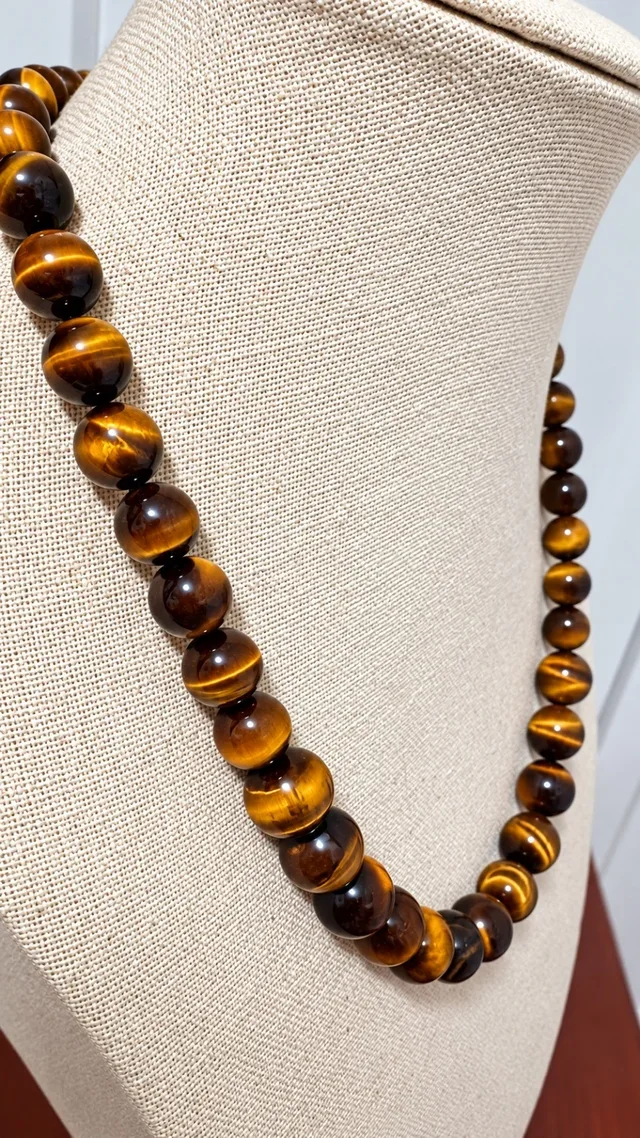 Collar Premium de Ojo de Tigre Natural | Elegancia, Energía y Protección
