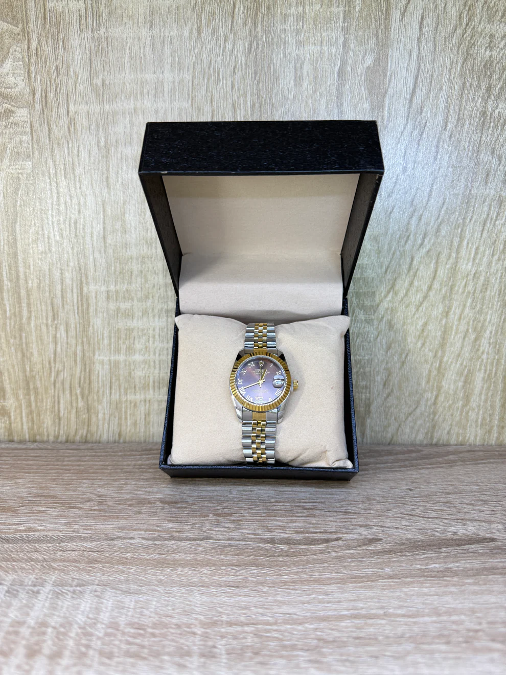 ROLEX GRIS GOLD TABLEAU MARRON FEMMES BOITE SIMPLE
