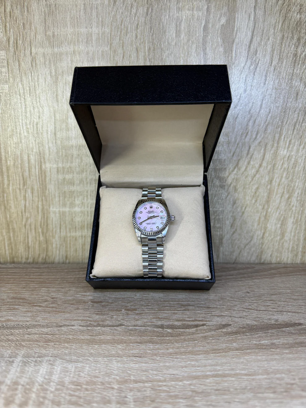 ROLEX FEMMES GRIS/ROSE DIAMONDS BOITE SIMPLE