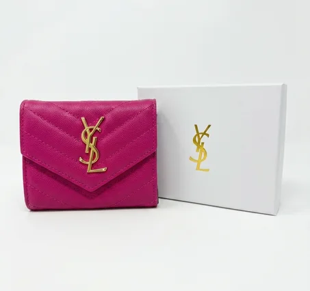 PORTE MONNAIE ROSE YSL FEMMES ROSE FUSCHIA