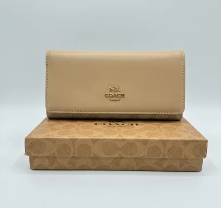 PORTE FEUILLE COACH FEMMES BEIGE