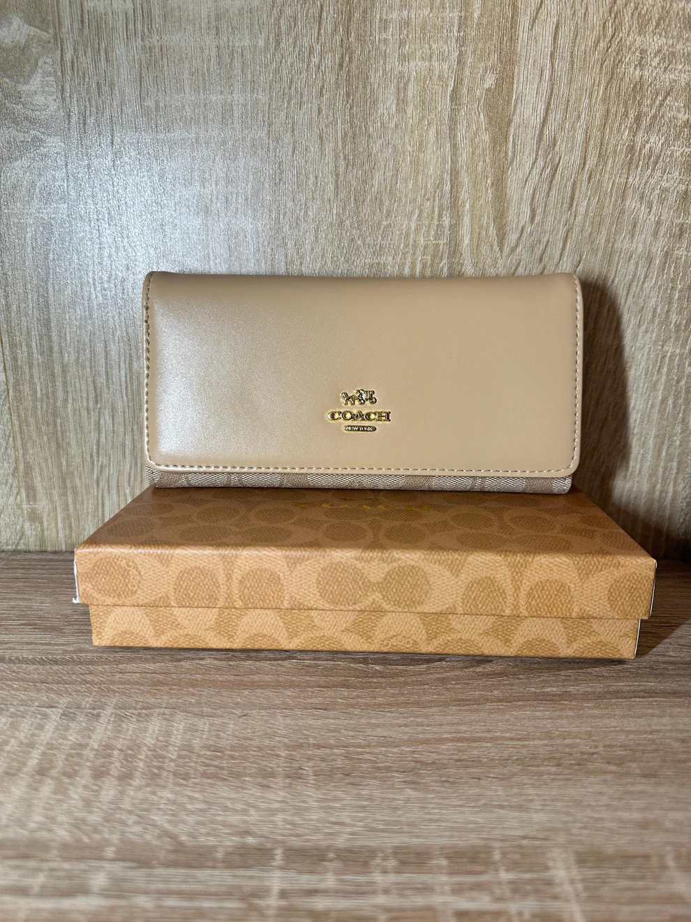 PORTE FEUILLE COACH FEMMES BEIGE