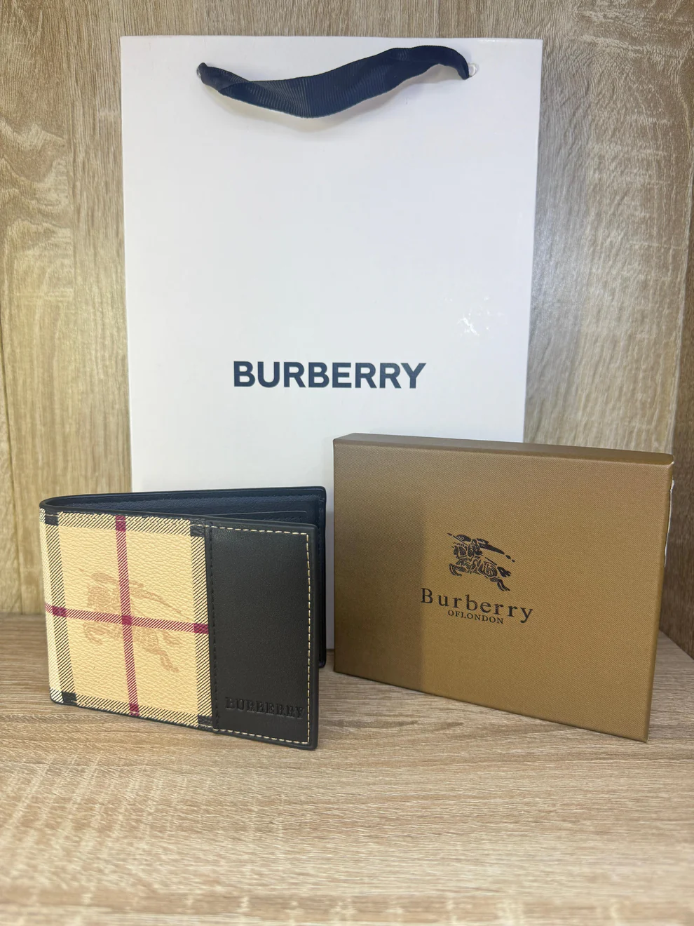 PORTE MONNAIE BURBERRY BEIGE HOMMES AVEC SACHET