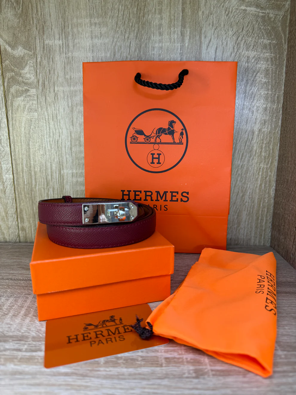 CEINTURE HERMES BORDEAUX FEMMES AVEC SACHET
