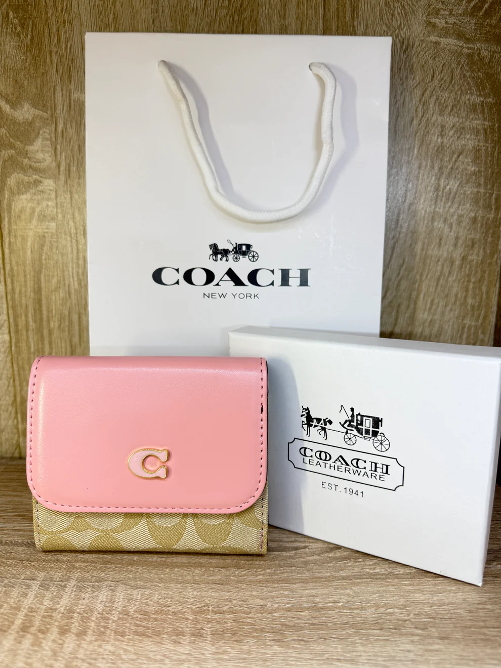 PORTE MONNAIE FEMMES COACH 2026 ROSE AVEC SACHET