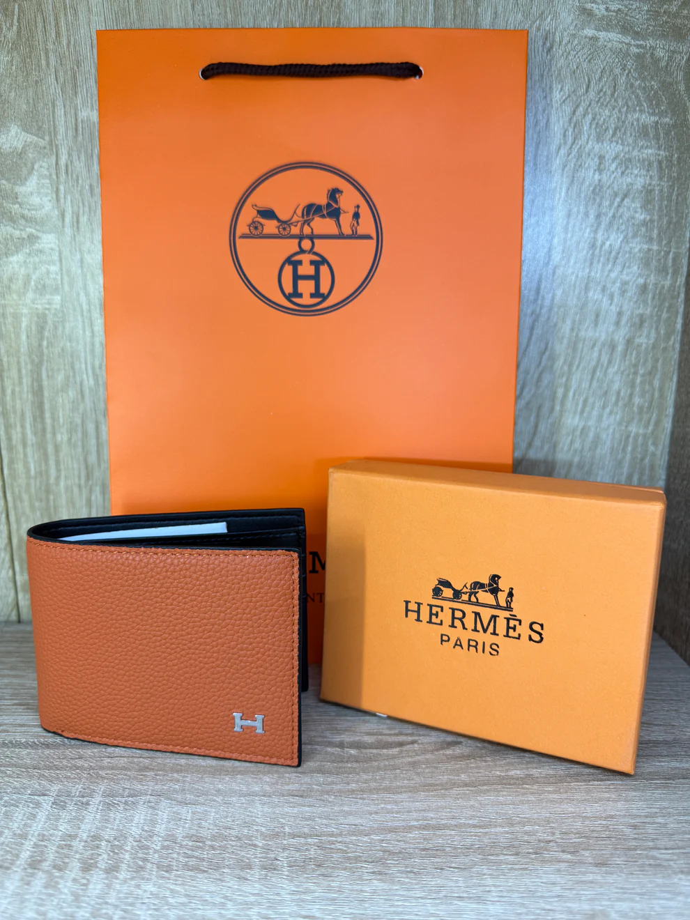 PORTE MONNAIE HEMRES ORANGE HOMMES AVEC SACHET