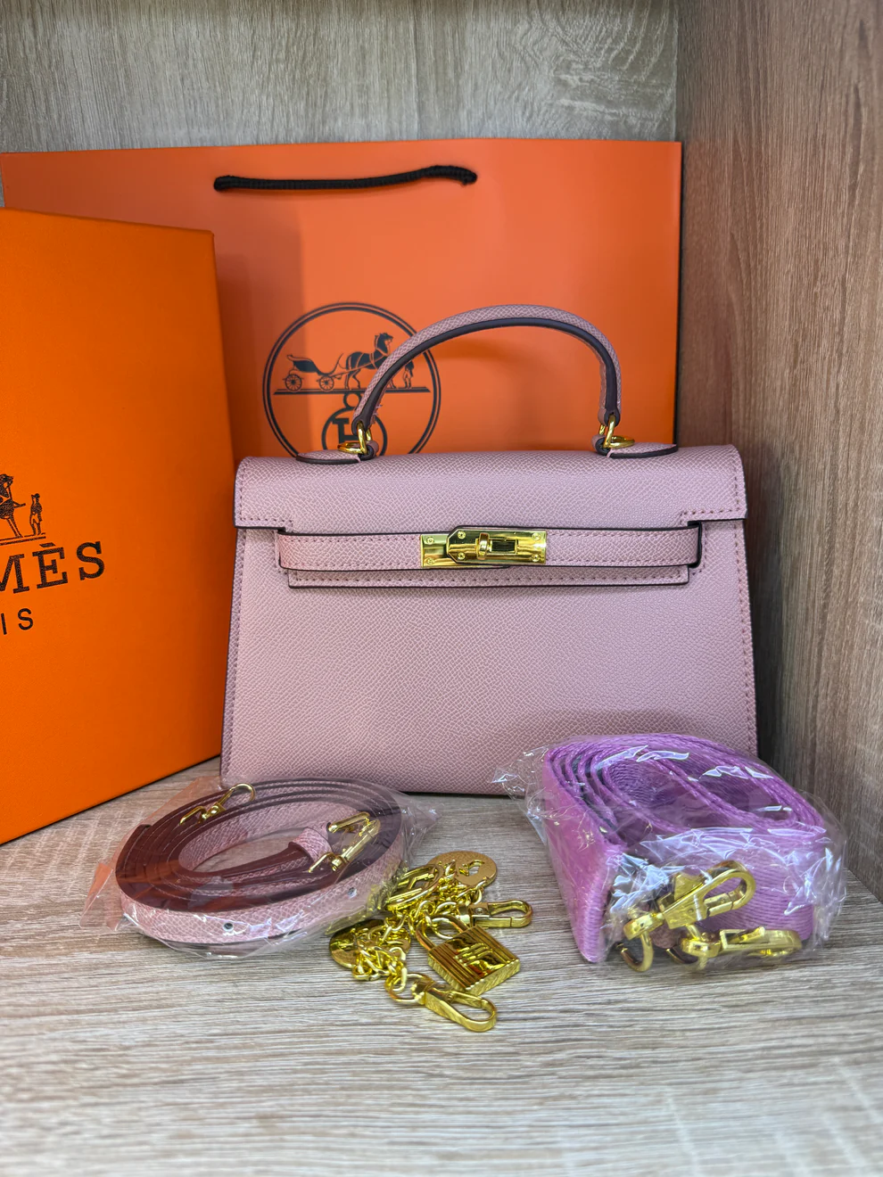 SAC HERMES FEMMES ROSE AVEC BOITE