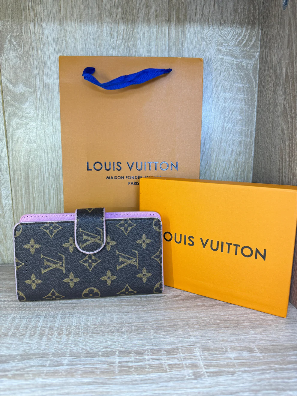 PORTE FEUILLE + MONNAIE + TELEPHONE FEMMES LV ROSE