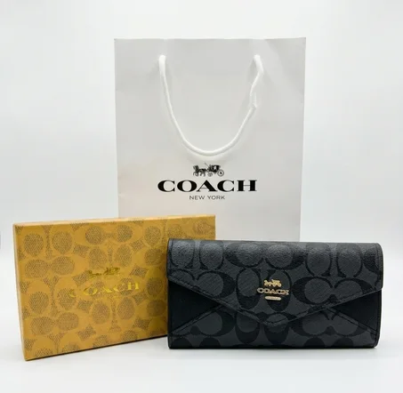 PORTE FEUILLE COACH NOIR FEMMES