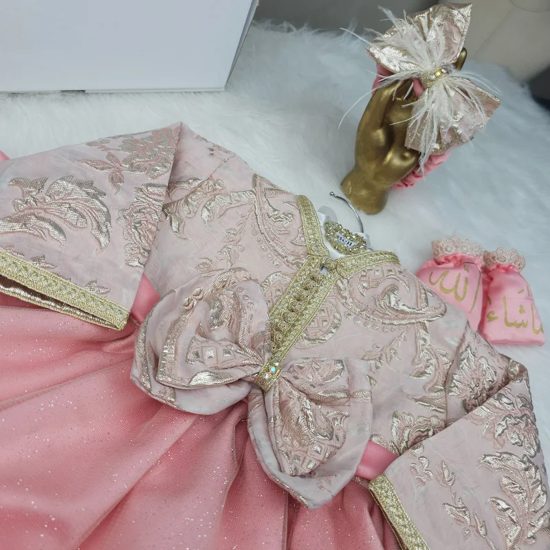 Nfissa Box Bébé – Robe Caftan SAUMON ROSE