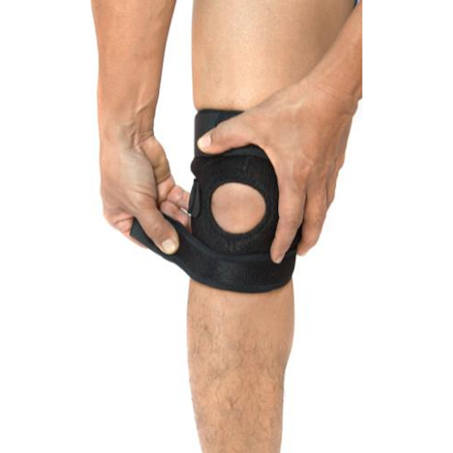 واقي مطاطي داعم للركبة بتصميم قابل للتعديل ومزود بحزام حماية