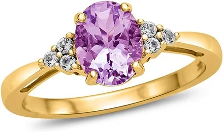Finejewelers Solid 10k; Gold Oval Center Stone and White Topaz Ring