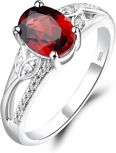 LUO 925 Sterling Silver Oval Shaped 8X6 MM Vintage Gemstone Ring Branch Engagement Ring for Women