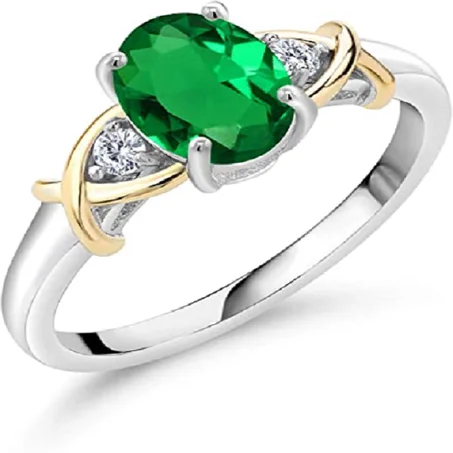 perfect for any woman;stunning ring with  green Nano Emerald