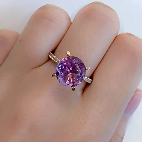 Cleo Womens Round Cut Gemstone 4-Prong Solitarie Ring in Flash Plated Sterling Silver