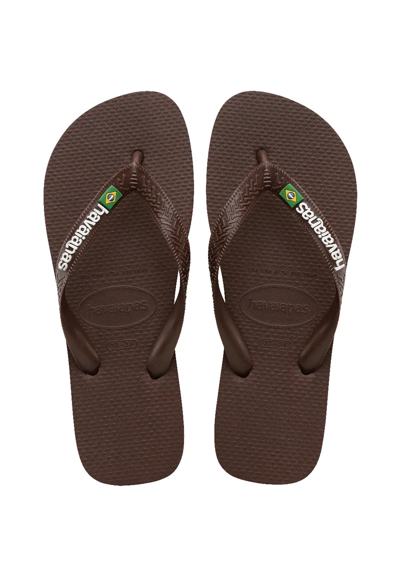 Havaianas BRASIL LOGO BUTTERCREAM UNISEX - Sandales tongs - dark brown
