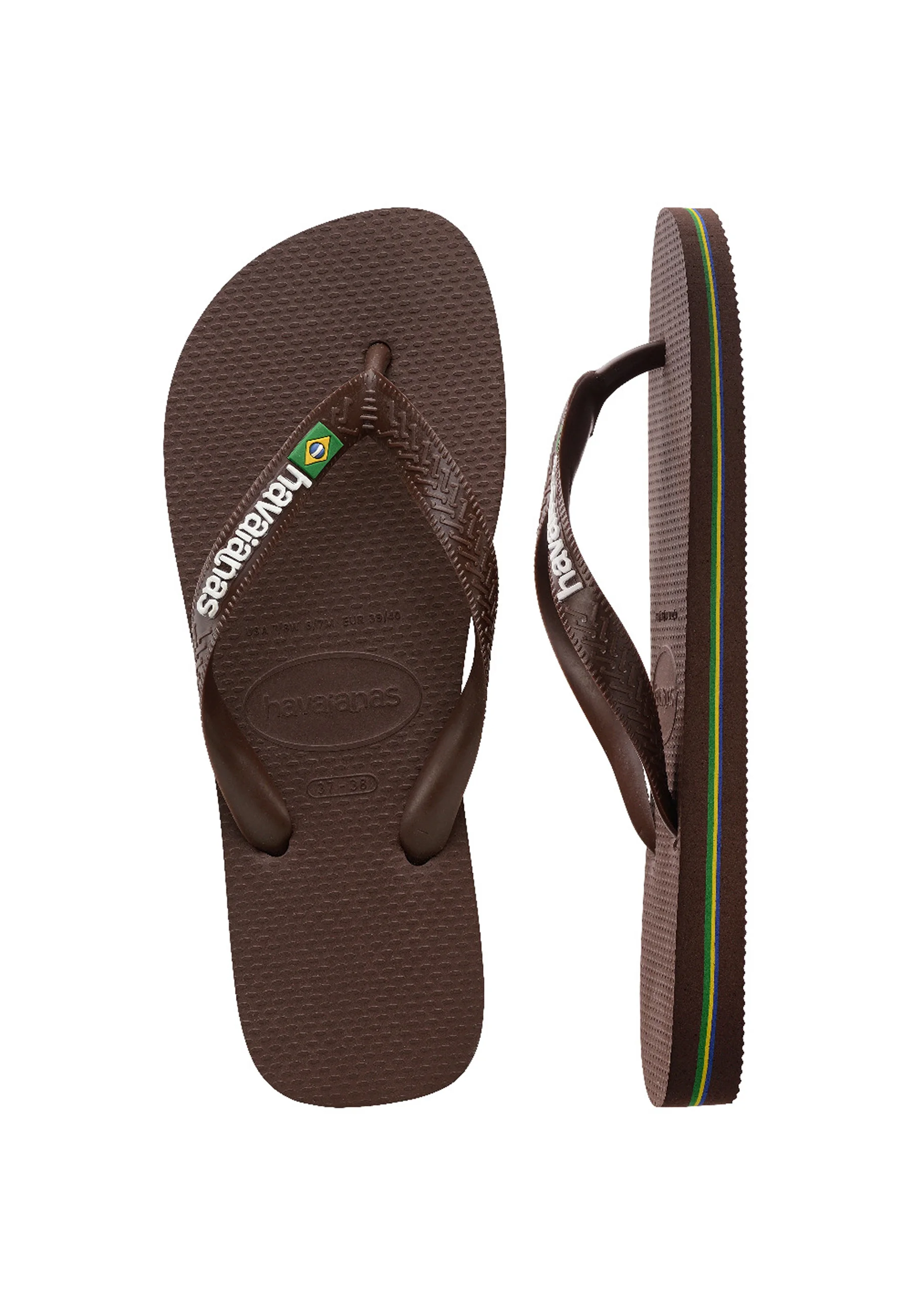 Havaianas BRASIL LOGO BUTTERCREAM UNISEX - Sandales tongs - dark brown