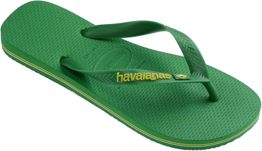 Havaianas for Women - Brazil Logo Color Flip Flops - Patria Green/Yellow Citrico